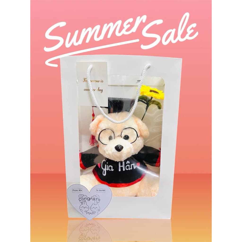 Gấu Bông Tốt Nghiệp Lông Mịn size 30cm