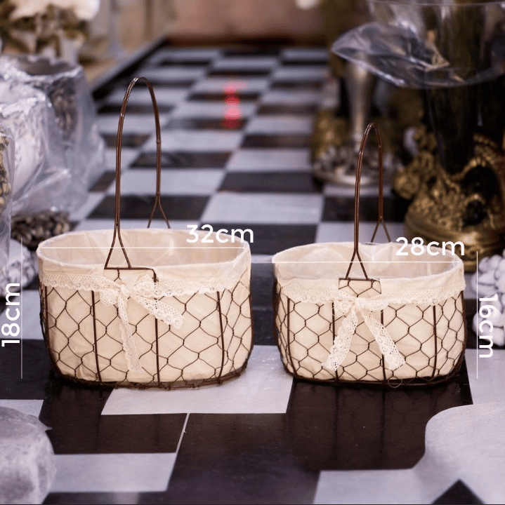 Set 2 Cái Giỏ Lưới Cắm Hoa Cao Cấp