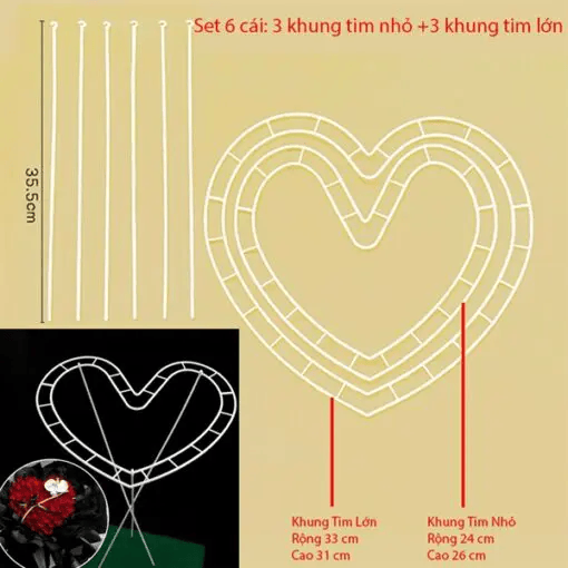 Khung Tim Nhựa Bó Hoa Cao Cấp (Set 6 Khung)